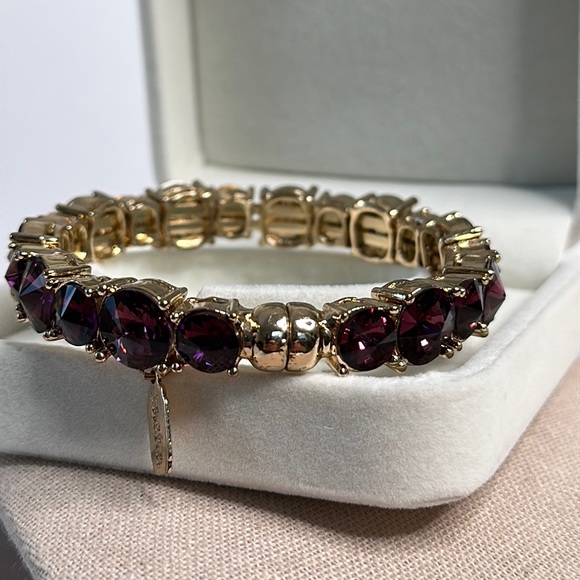 Tasha Gold Plate Bracelet with Purple Crystal Stones - Picture 4 of 4